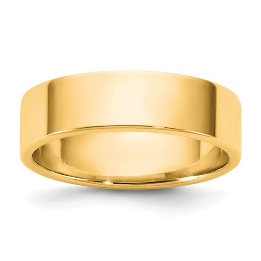 14K Yellow Gold 5.5mm Flat Band Wedding Band Gifts For Womens Mens